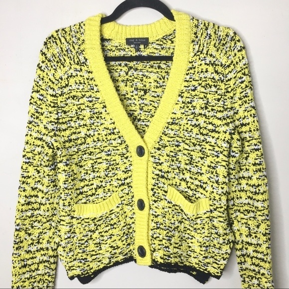 Rag & Bone Yellow Black Viola Button Cardigan Sweater - Picture 14 of 16